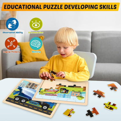 Puzzles for Kids Ages 4-6, 4 Packs Wooden Animals Jigsaw Puzzles for Toddlers Ages 3-5, Preschool Educational Puzzles Boards Toys Gifts for 3 4 5 6 Boys Girls