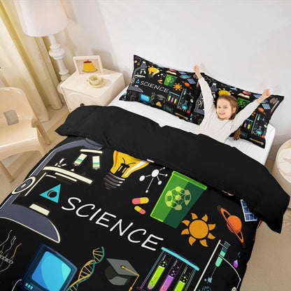Erosebridal Science Theme Bedding Set Queen Size for Boys Girls Chemistry Periodic Table Print Duvet Cover Chemical Subject Theme Comforter Cover Teens Kids Math Science Atyle Bedspread Cover 3 Pcs