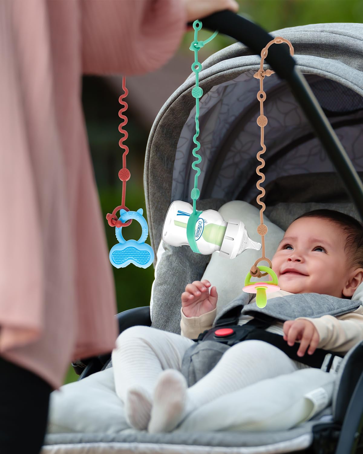 LittleHugs Toy Straps for Baby, 5pcs Adjustable Toy Holder for Stroller Accessories, Silicone Tether Pacifier Clip, No Throw Travel Essential Leash for High Chair, Car Seat (5-Pack)