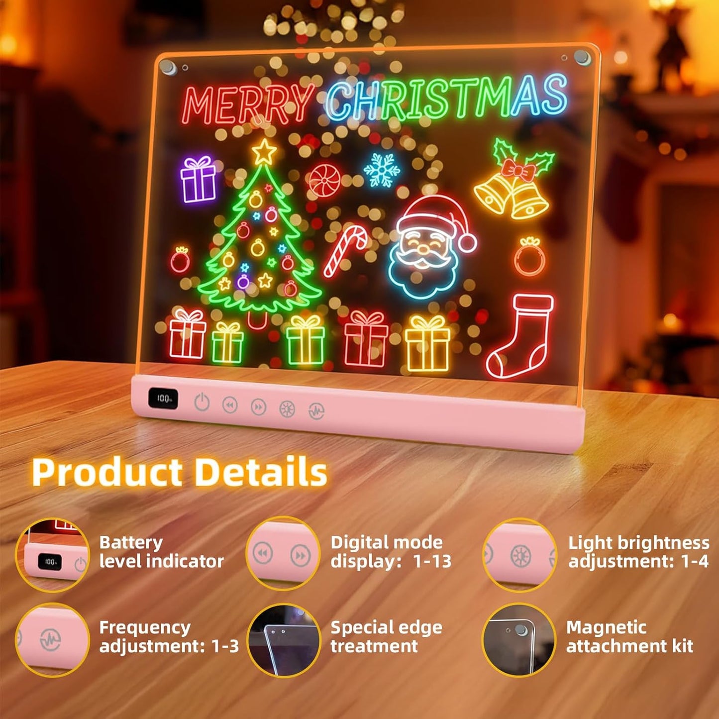 Led Drawing Board with 13 Light Effects, 16" Rechargeable Glow Doodle LED Note Board with Colors, Neon Light Up Drawing Tablet Gifts for Kids for Easter Birthday Christmas Gift Ideas