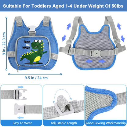 Accmor Toddler Harness Leash + Reflective Anti Lost Wrist Link, Cute Car Kids Back Pack with Hand Strap Collapsible Child Walking Restraint Belt Tether Hold Baby Boys Close for Outdoor Travel