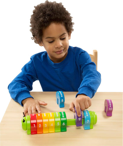 Melissa & Doug Counting Caterpillar - Classic Wooden Toy with 10 Colorful Numbered Segments