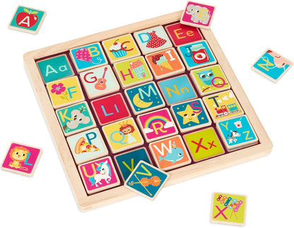 B. toys - Magnetic Alphabetic - Double-Sided Puzzle & Chalkboard - 26 Magnetic Letter-Pieces - 2-in-1 Puzzle for Kids - 3 Years +