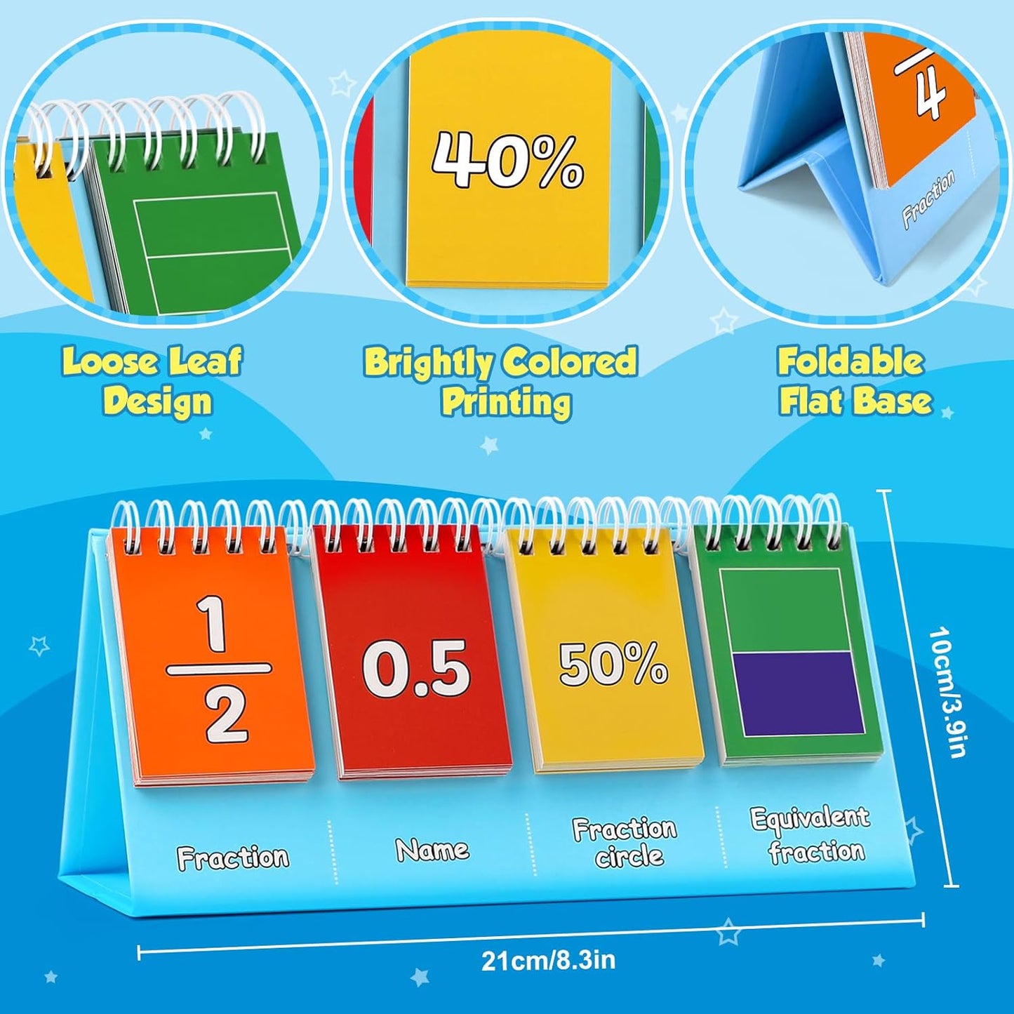Torlam Magnetic Fraction Tiles & Fraction Circles Activity Set & Fraction Circles & Percentage & Decimal Flip Chart for Kids Math Games Math Manipulatives Homeschool Supplies