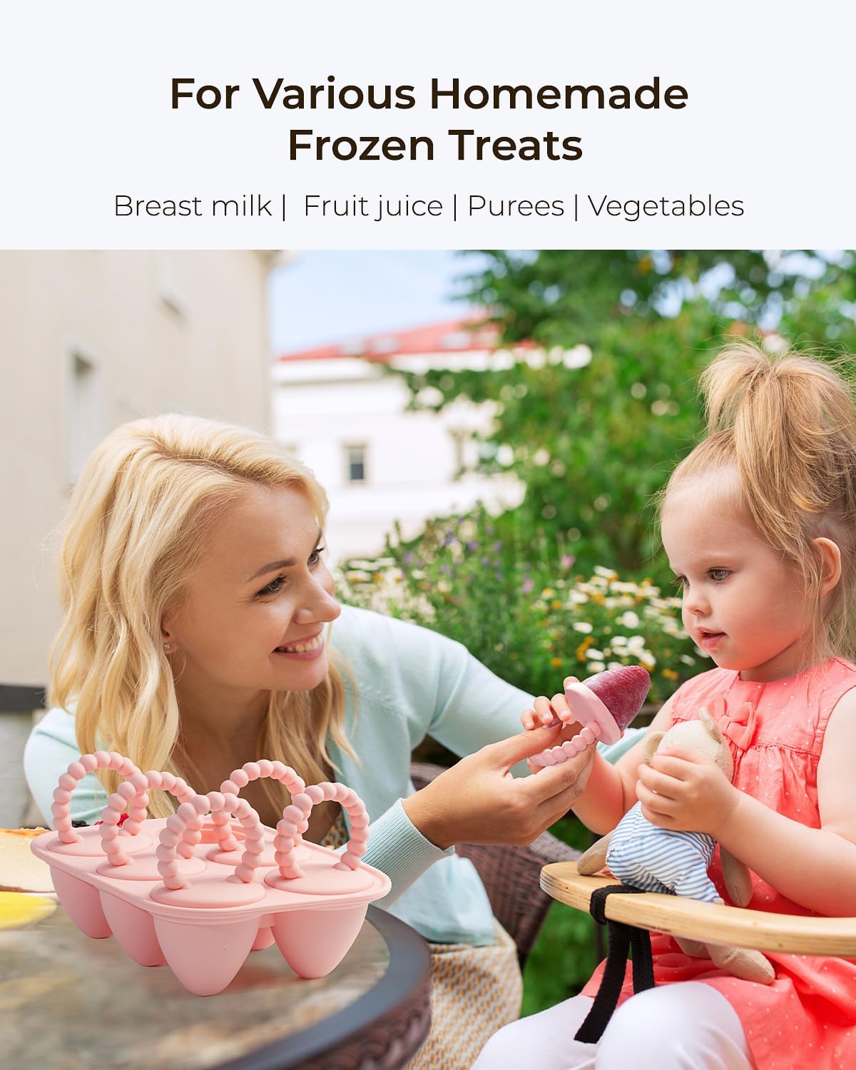 All-Silicone Baby Popsicle Molds with Sticks, AODISTUCE 1oz Popsicle Molds for Babies Breastmilk Popsicles Molds for Teething Relief, Frozen Treats Maker Popsicle Maker Ice Pop Mold for Toddlers Kids