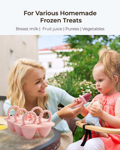 All-Silicone Baby Popsicle Molds with Sticks, AODISTUCE 1oz Popsicle Molds for Babies Breastmilk Popsicles Molds for Teething Relief, Frozen Treats Maker Popsicle Maker Ice Pop Mold for Toddlers Kids
