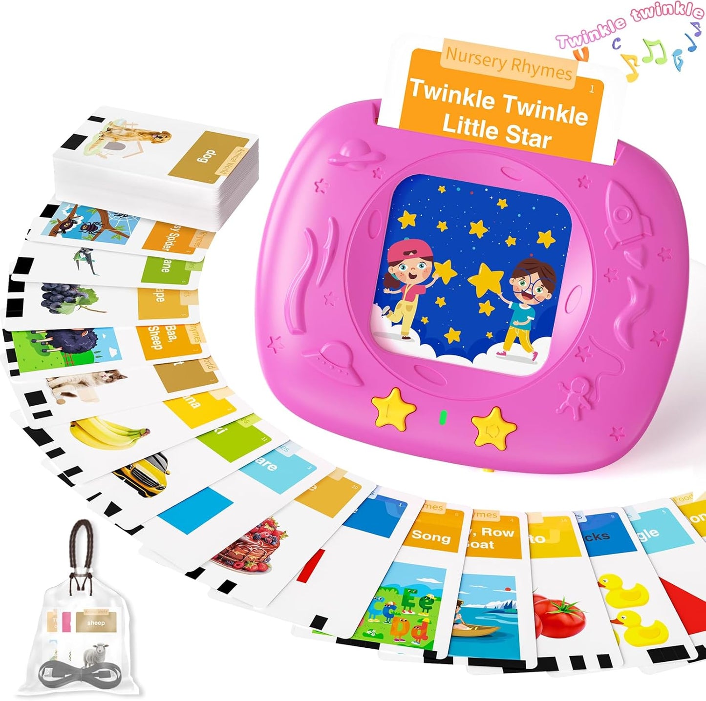 HOMESTEC Toddler Talking Flash Cards with American Accent and 288 Sight Words for Speech Therapy Learning Montessori Sensory Play for Boys and Girls Ages 3 to 6 Birthday Gifts (Pink)