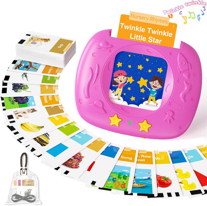 HOMESTEC Toddler Talking Flash Cards with American Accent and 288 Sight Words for Speech Therapy Learning Montessori Sensory Play for Boys and Girls Ages 3 to 6 Birthday Gifts (Pink)