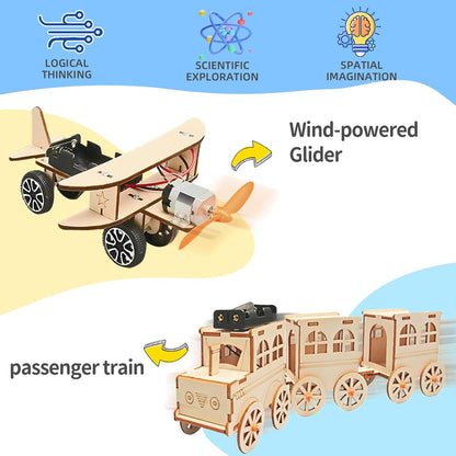 STEM Toys for Kids 8-14, 6-in-1 Wooden Model Car Building Kits with Solar Helicopter & Wind Car - Engineering Kits for Boys & Girls Birthday Gifts