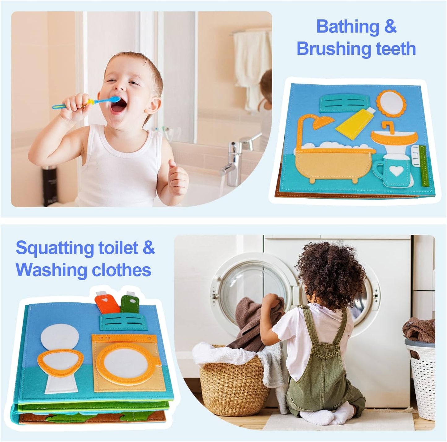 BizyKoady Busy Book for Toddlers 1-3, Montessori Toys for 1 Year Old, Kids Travel Toys, Educational Activity Book, Birthday Gifts for Boys & Girls, Washable Felt Busy Board, Giraffe