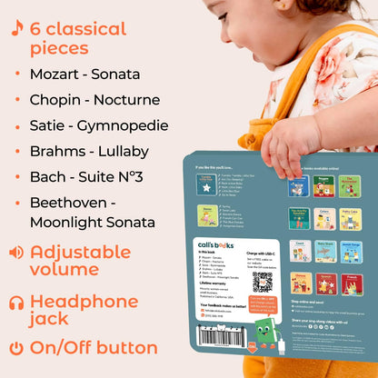 Cali’s Books Wind Down – USB-C Rechargeable Baby Book for Toddlers 1-3, Headphone Jack, Expert-Designed Bedtime Musical Book with Gentle Activities and Affirmations for a Calming Nightly Routine