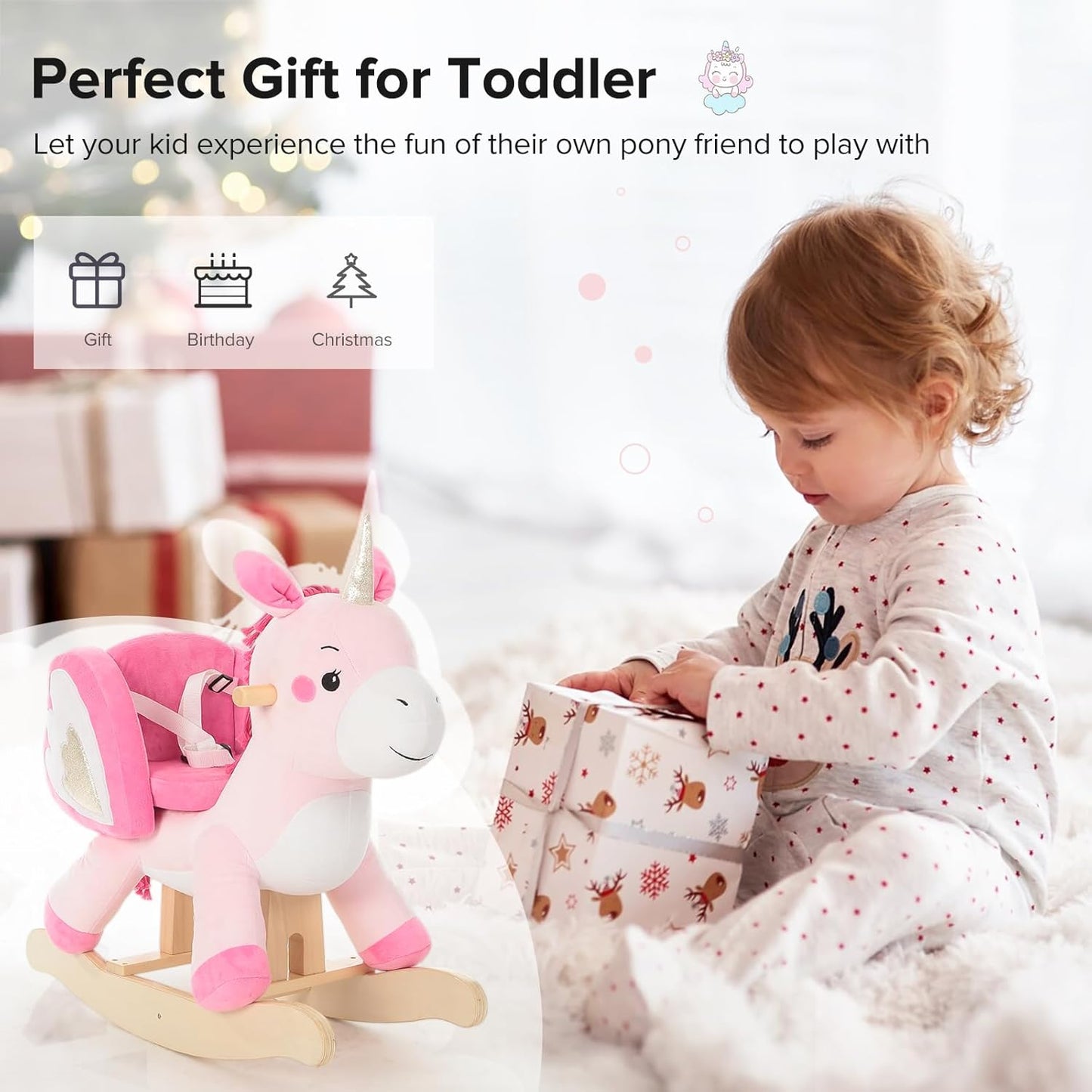 labebe - Baby Rocking Horse, Ride Unicorn, Kid Ride On Toy for 6 Month-3 Year Old, Infant (Boy Girl) Plush Animal Rocker, Toddler/Child Stuffed Ride Toy (Pink) | Kid Ride On Toy, Infant, Plush Animal Rocker, Toddler/Child, Stuffed Ride Toy