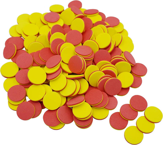 DNB 2-Color Foam Counters - 1 Inch Red-Yellow Double-Sided Math Counters, Early Learning Counting Chips, 600 Pieces