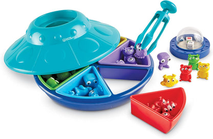 Learning Resources Oodles of Aliens Sorting Saucer - Board Stacking Games, Fine and Gross Motor Skills, Montessori Sensory Toys, Counting for Preschoolers, Homeschool, Gifts for Boys and Girls