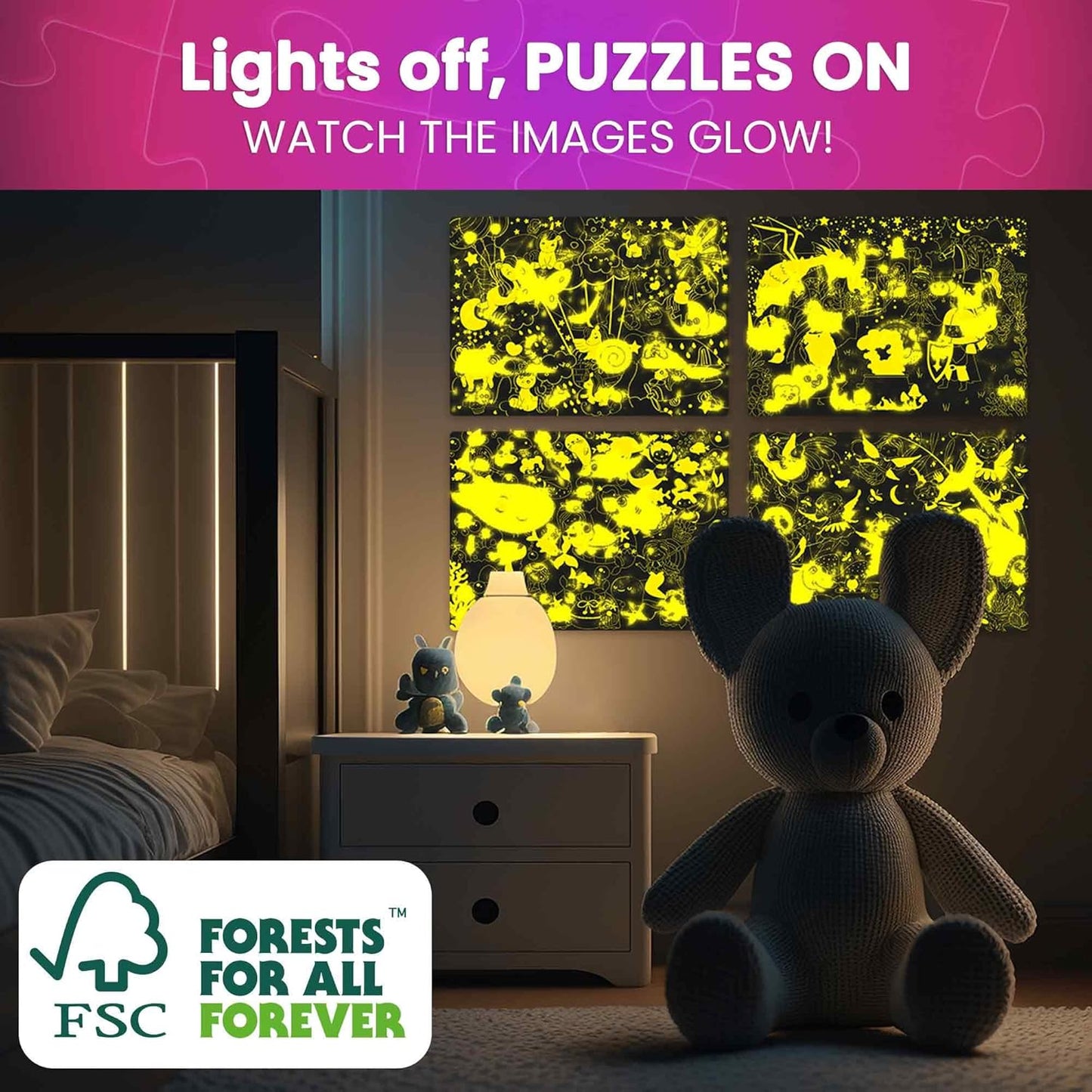 QUOKKA Puzzles for Kids Ages 4-6 - Set of 4x60 Jigsaw Puzzles for Toddlers 3-5 - Unicorn Princess Animals Toys for Children 6-8 yo - Gift Educational Game for Boys & Girls
