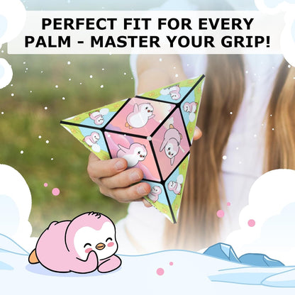 Shashibo Pudgy Penguins Shape Shifting Box – STEM Fidget Toy with Ultra Strong Magnets, Puzzle Cube Transforms into 100+ Shapes, Sensory Gift for Kids, Teens, and Adults (Paxton)