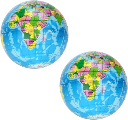 2Pcs Blue Squishy Squeeze ,World Map Globe Palm Ball Slow Rising Stress Relief Birthday Xmas Gifts Xmas Stocking Fillers Party Bag Gifts (7.6CM),Novelty and Gag