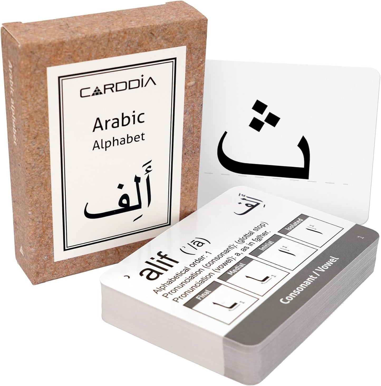 CARDDIA | Arabic Alphabet Educational Flashcards | Includes Consonants, Vowels, Diacritics and Numerals | Ideal for Arabic Language Beginners