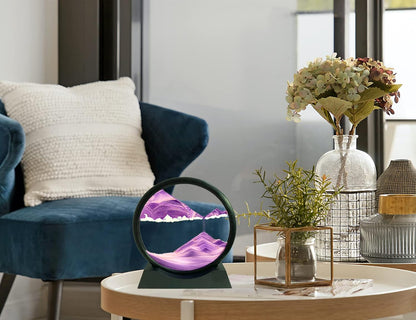 SANDCLE Moving Sand Art Liquid Motion - Moving Sand Art Picture Decor 3D Deep Sea Sandscape, Round Glass Frame Display Flowing Sand Relaxing Toy for Desktop Home Office Work Decoration(Blue, 12")