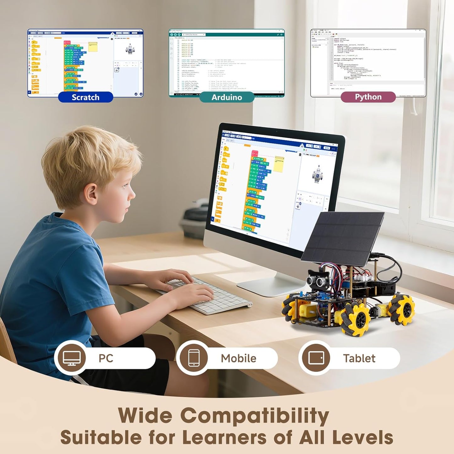 ACEBOTT Robot Kit, Robotics for Kids Ages 8-12 12-16, STEM Toys for Boys with Remote & App Control, Arduino & Scratch Compatible, Science Kits for Kids Age 8-12 12-16, for Boys & Girls(Yellow)