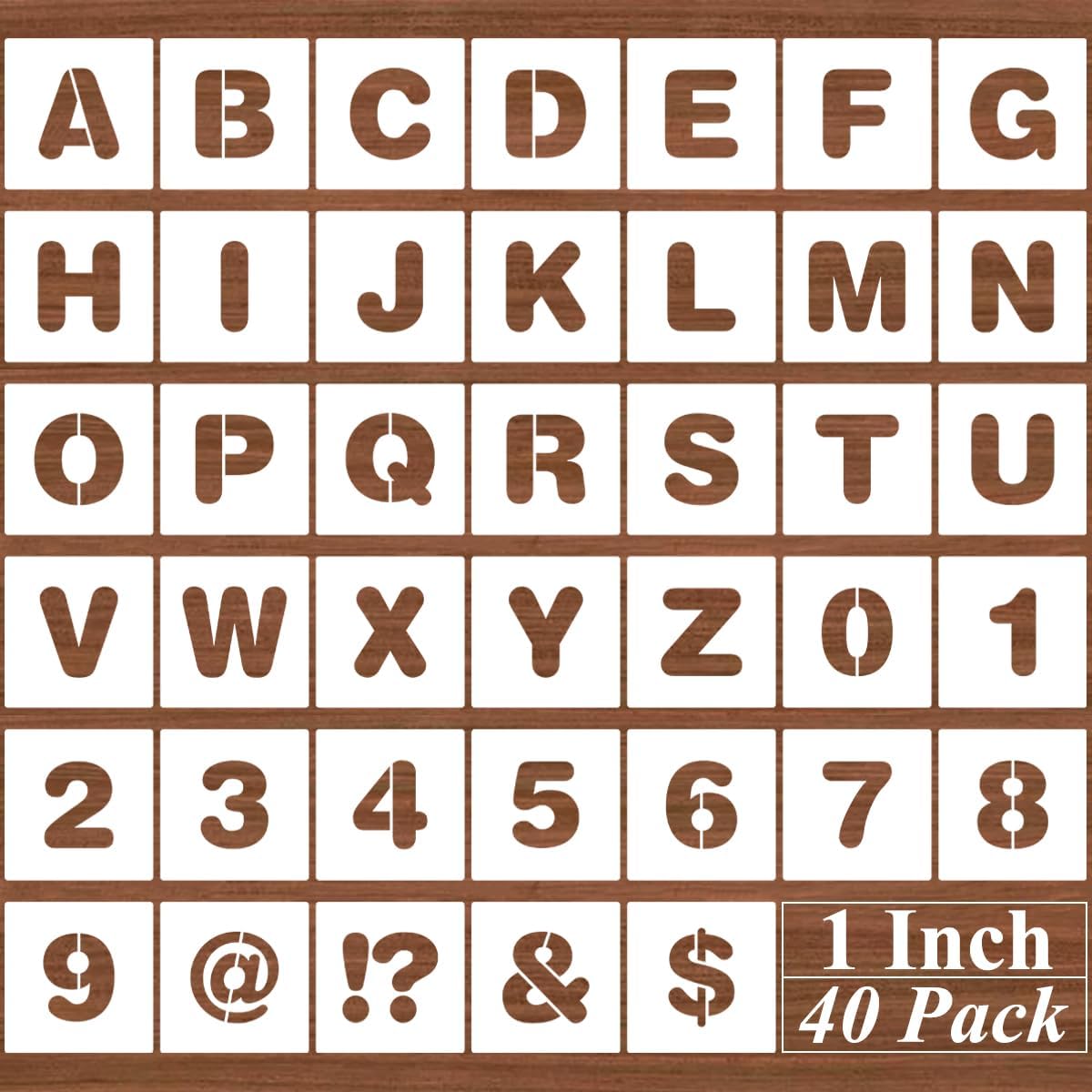 4 Inch Alphabet Letter Stencils - 40 Pack Letter Number Stencil Templates with Signs for Painting on Wood, Reusable Calligraphy Letters Stencils for Chalkboard Fabric Wood Signs