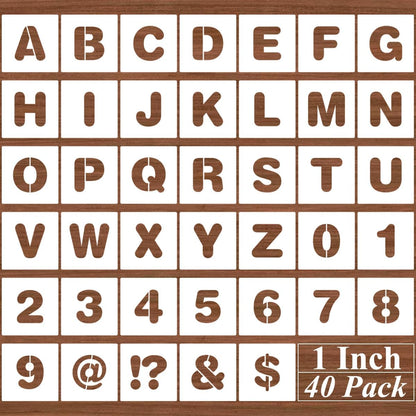 4 Inch Alphabet Letter Stencils - 40 Pack Letter Number Stencil Templates with Signs for Painting on Wood, Reusable Calligraphy Letters Stencils for Chalkboard Fabric Wood Signs
