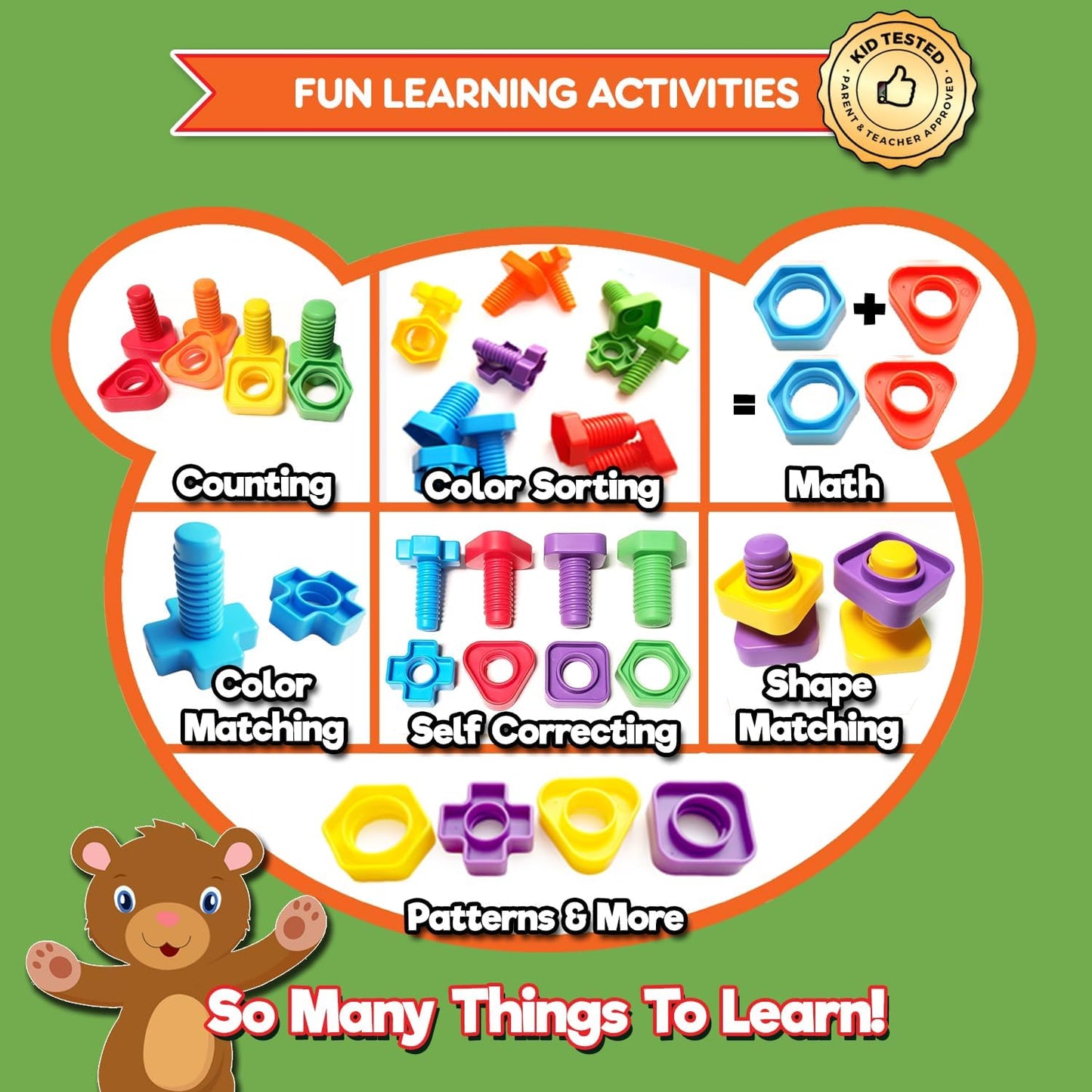Jumbo Lacing Beads for Kids - Montessori Toddler Games and Educational Toys - Rainbow Matching Game and Stringing Bead Set with Toy Storage and Learning Activities eBook
