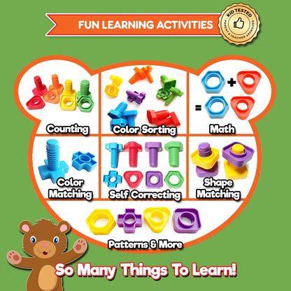 Jumbo Lacing Beads for Kids - Montessori Toddler Games and Educational Toys - Rainbow Matching Game and Stringing Bead Set with Toy Storage and Learning Activities eBook