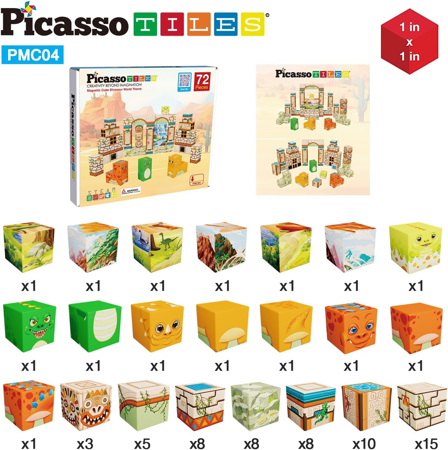 PicassoTiles Infinite Magnetic Puzzle Magic Cube Easy-Connect Brain Teaser Toy Set Magnet Pattern Block Matching Toys Free Ideabook 150+ Inspirations STEM Learning Kids Boys&Girls Age3+ PTC25