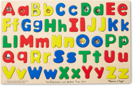 Melissa & Doug Upper & Lower Case Alphabet Letters Wooden Puzzle - 52 Pieces