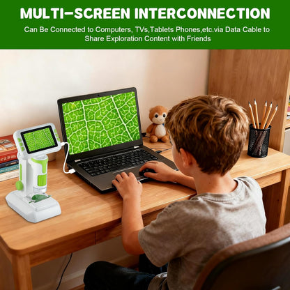 1600X Digital Microscope for Kids, Upgraded Portable Microscope with 4.0 inch HD Screen, 2-in-1 Desktop Handheld Miniscope Rechargeable Student Education Science Microscopes Gift for Kids