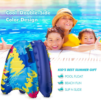 Inflatable Boogy Boards for Beach Travel Toys, 30” Cavas Slip Slide Water Park Body Surfing Board with Handles, Summer Fun Water Pool Game Toys for Kids 4,8,12 Ages