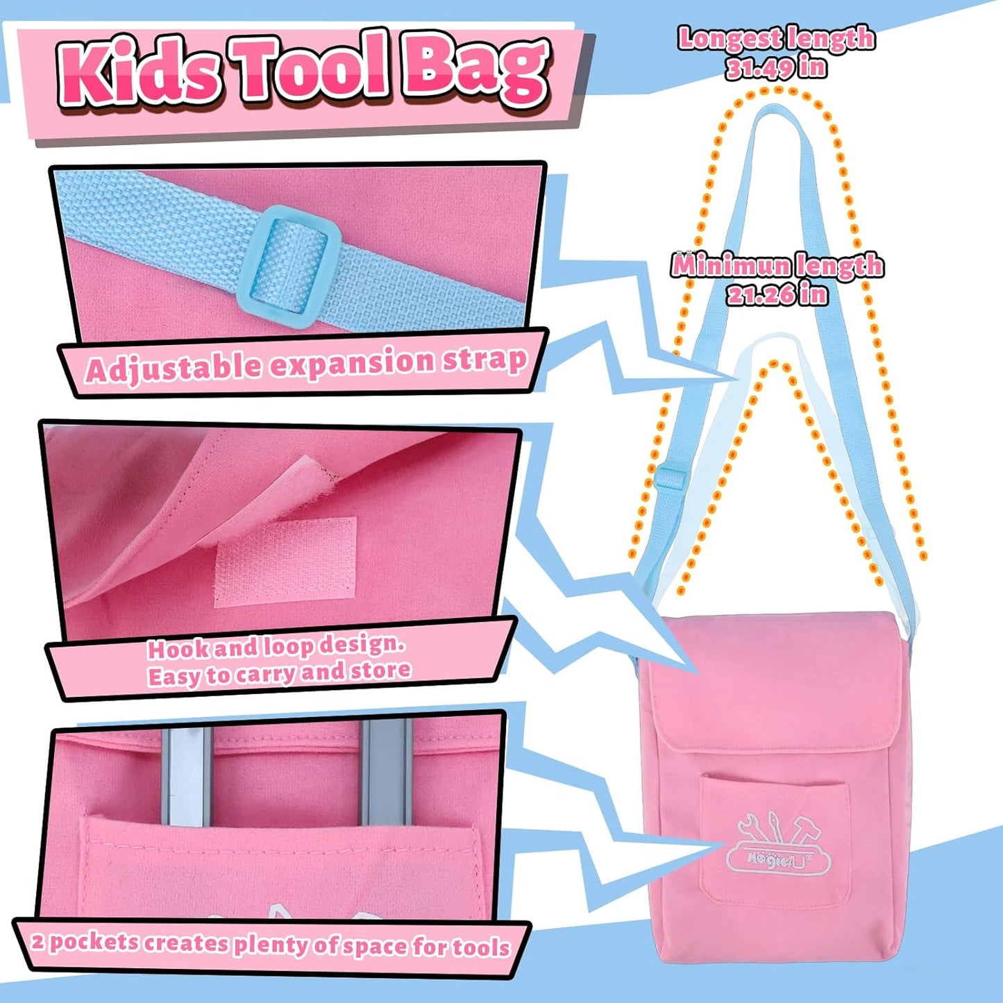 Kids Tool Set, 48PCS Toddler Tool Set with Electronic Toy Drill & Kids Tape Measure,Pretend Play Construction Toys Costume with Kids Tool Belt & Gloves,Toy Tools Box for Girl Boy Ages 3-8