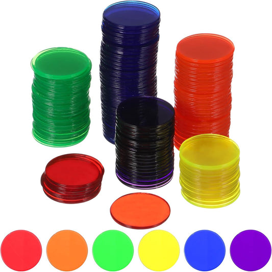 Bingo Chips, 6 Colors 300 Pcs Small Plastic Learning Counters Disks Bingo Chip Counting Discs Markers for Math Practice and Poker Chips Game Tokens
