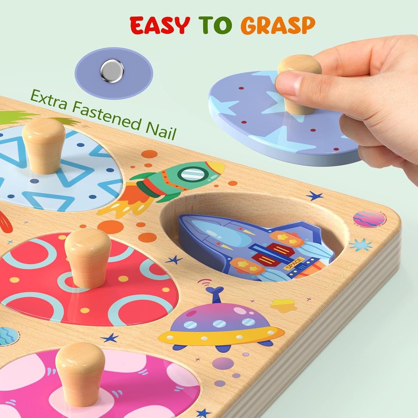 Zeoddler Wooden Puzzles for Toddlers, 8 Pcs Dinosaur Matching Egg Puzzle, Montessori Toys for Boy Girl Easter Birthday Gifts, Preschool Learning Activities & Educational Toys for Boys, Girls
