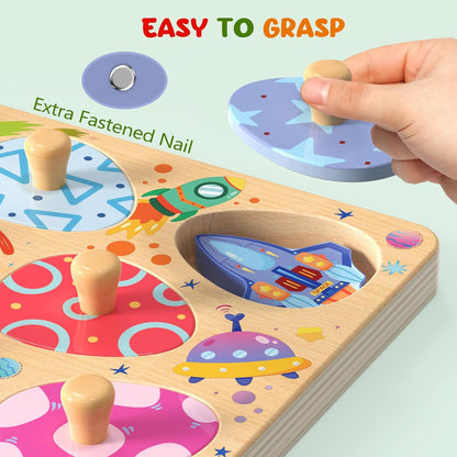Zeoddler Wooden Puzzles for Toddlers, 8 Pcs Dinosaur Matching Egg Puzzle, Montessori Toys for Boy Girl Easter Birthday Gifts, Preschool Learning Activities & Educational Toys for Boys, Girls