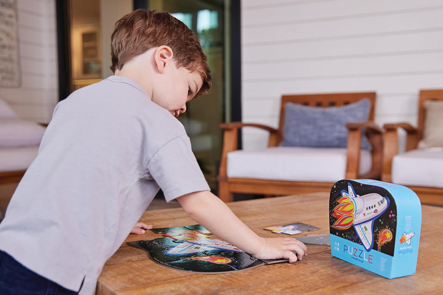 Crocodile Creek 12-Piece Mini Jigsaw Puzzle - Fun Floor Puzzles for Kids Ages 2-4 and Up - Heavy-Duty Shaped Box for Storage - Fire Truck - 12" x 9" Finished
