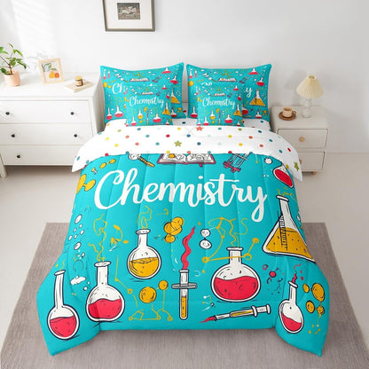 Erosebridal Chemical Equation Bed in a Bag Queen Comforter Set 7 Piece,Chemistry Bedding Sets Science Students Learning Gift Sheet Set with Comforter,Molecular Formula Education Bed Set - Colors A