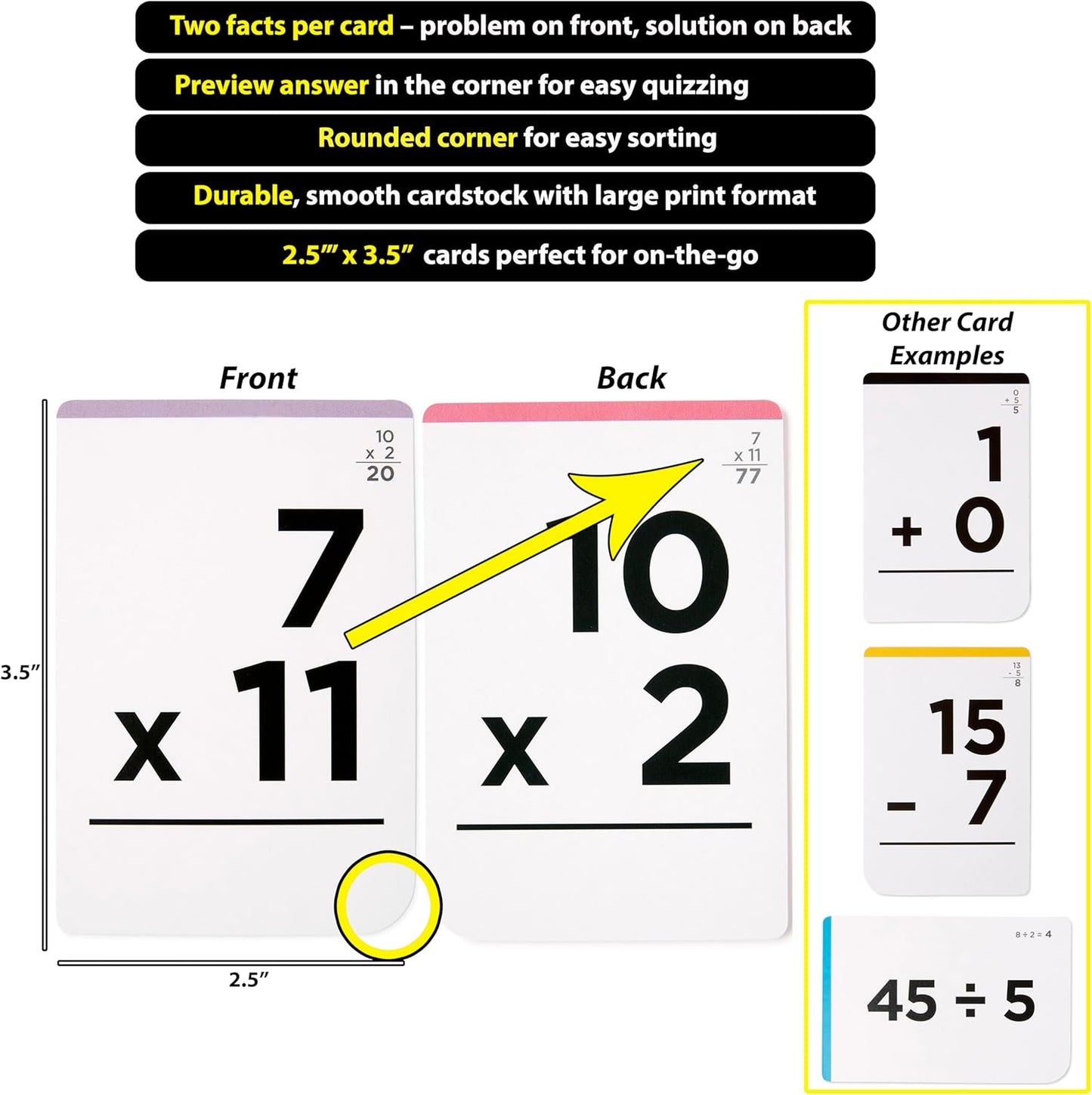 Award-Winning Math Flash Cards – 600 Addition, Subtraction, Multiplication & Division Facts – 2 Facts Per Card – 20 Games & Teaching Methods – Grades 1–6 – Classroom, Homeschool & Teacher-Approved