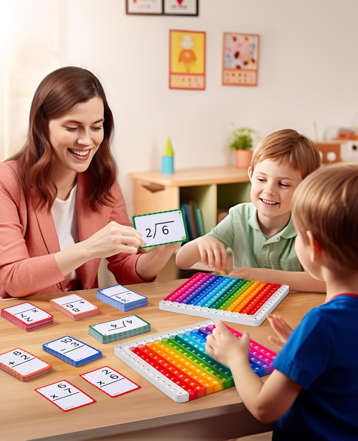JoyCat Multiplication Flash Cards + Chart- 156 Hole Punched Math Game Flashcards for Kids Ages 8 and Up, Times Table Manipulatives for Preschoolers 3rd,4th,5th,6th Grade