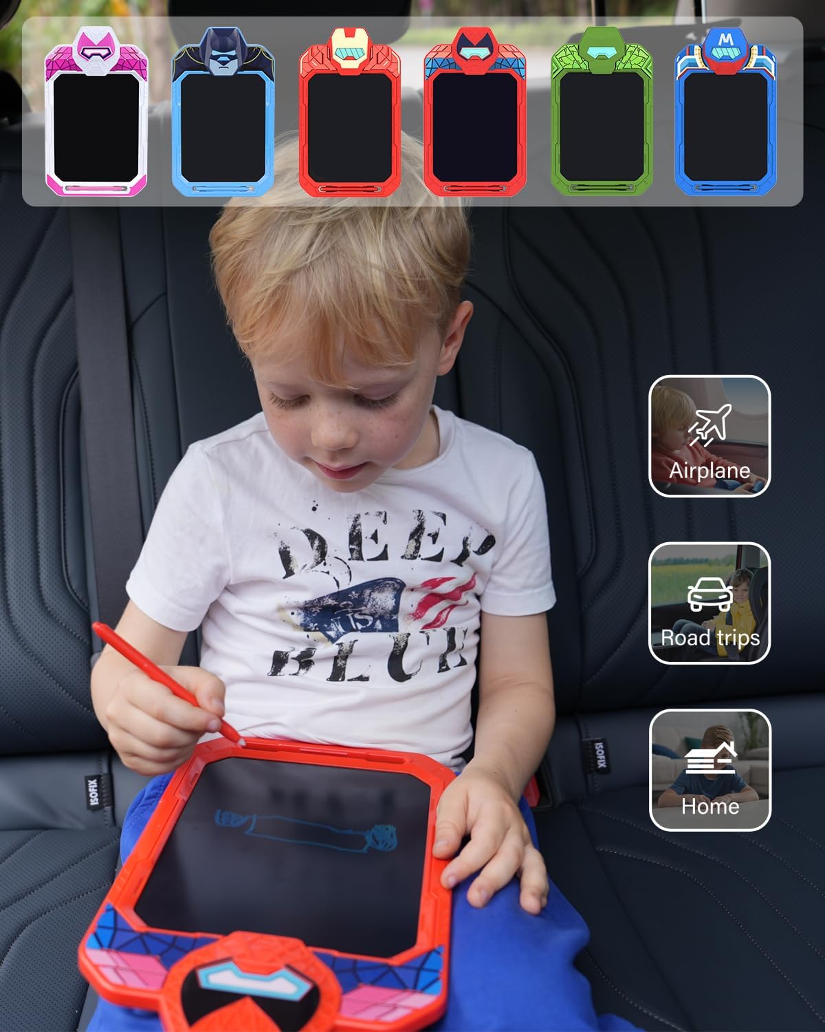 LCD Writing Tablet for Kids 10 Inch Bat Hero for Toddler 3 4 5 6 7 8 - Paint, Doodle Board, Drawing Pad - Travel Toys, Road Trip Car Activities, Birthday Christmas Gift Boys & Man