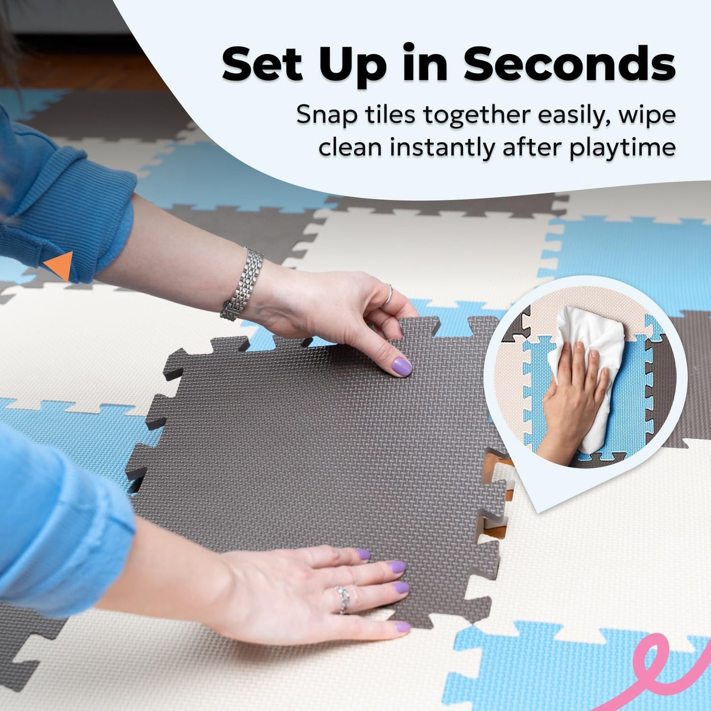MioTetto Baby Play Mat, Soft Foam Floor Tiles for Kids. Adjustable Interlocking Foam Tiles, Fits with 50x50 Playpen Baby mat for Crawling & Development, Safe & Non-Toxic Playmat for Babies 6-12 Months