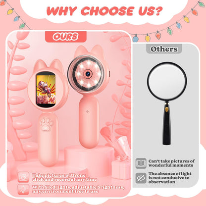 Leipan Magnifying Glass for Kids, 100X Handheld Microscope with 2" LCD Scrren, Kids Magnifer with 8 LED Lights, Christmas Birthday Gifts for Children