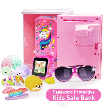 JUNEU Unicorn Piggy Bank for Kids, Gifts for 5 6 7 8 9 10 Year Old Girls, Kids Electronic Piggy Bank, Girls Birthday Gifts, Educational Toys for Girl Boys, Kid Money Saving Box, Mini ATM Coin Bank