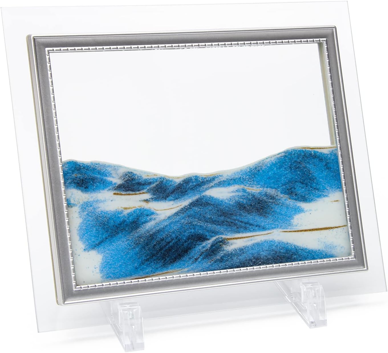 Coitak Moving Sand Art Picture, Sandscape, Moving Desktop Art for Home Decor and Office, Medium Size 9x7(Blue)