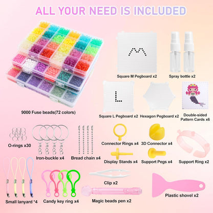 Liangding Fuse Beads Kit for Girls Ages 6+ – 4400 Pcs 5mm Beads in 32 Colors with Spray Bottle, Puzzle Guide, Clamps & Chains | Creative DIY Arts & Crafts Gift