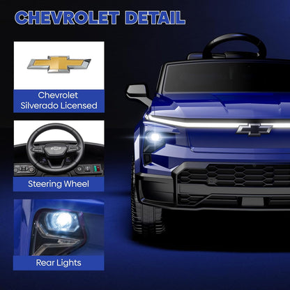 24V Licensed Chevrolet Silverado Electric Car for Kids, Ride on Toys for Toddlers with Remote Control, Soft Start, LED Lights, Music Player, Seat Belts, Easy to Assemble, Black