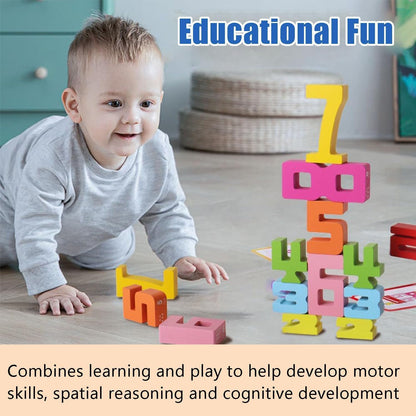 BOVVSKY Wooden Number Building Blocks, Montessori-Inspired Wooden Number Building Blocks, Math Learning Toys for Kids Digital Educational Counting Toys (20pcs)
