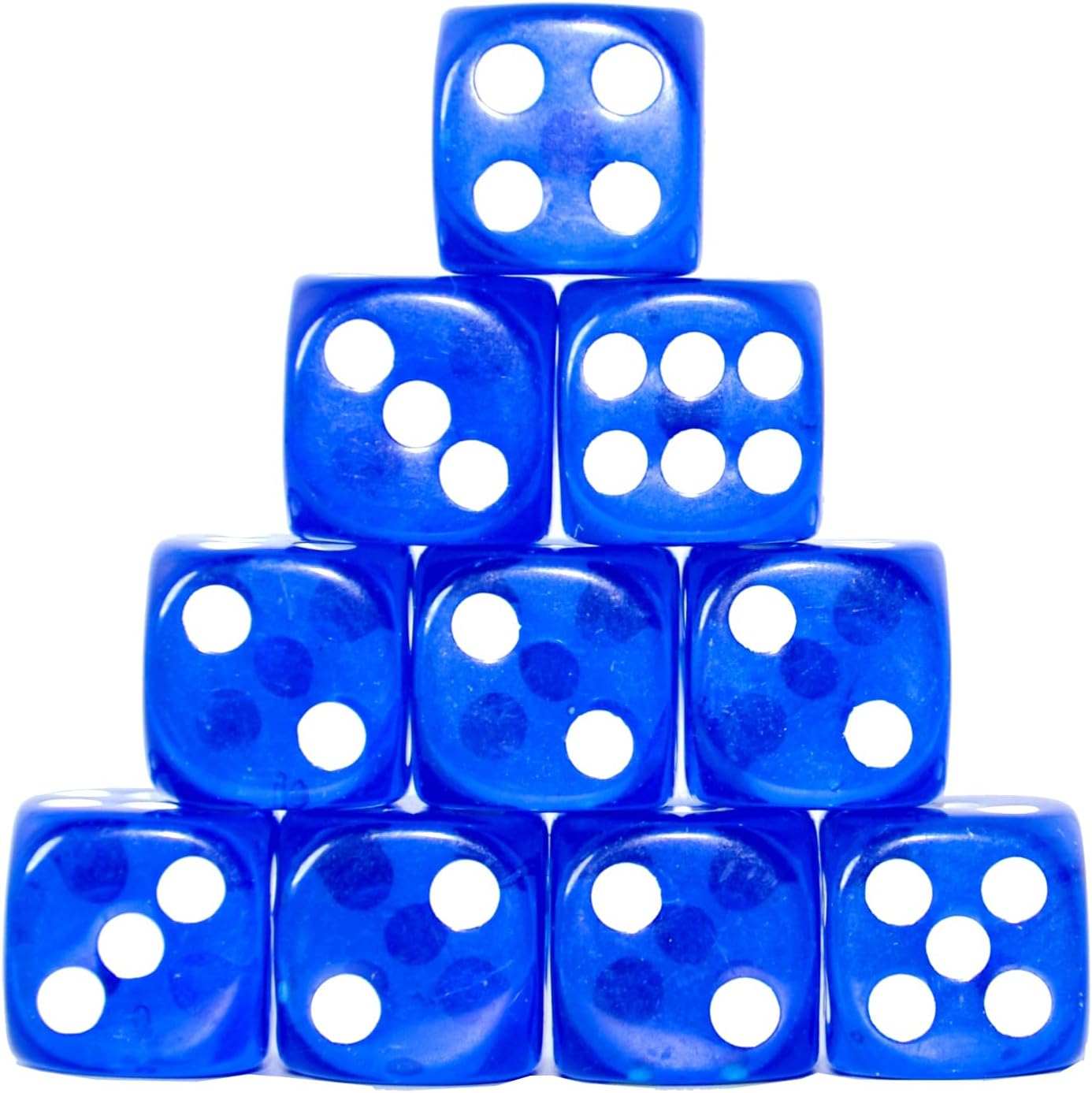 SmartDealsPro 10-Pack D6 Six Sided 16mm Transparent Dice Die for DND, MTG, RPG, Tenzi, Yahtze, Bunco, Table Borad Games, Math Teaching