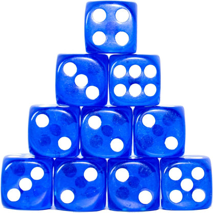 SmartDealsPro 10-Pack D6 Six Sided 16mm Transparent Dice Die for DND, MTG, RPG, Tenzi, Yahtze, Bunco, Table Borad Games, Math Teaching